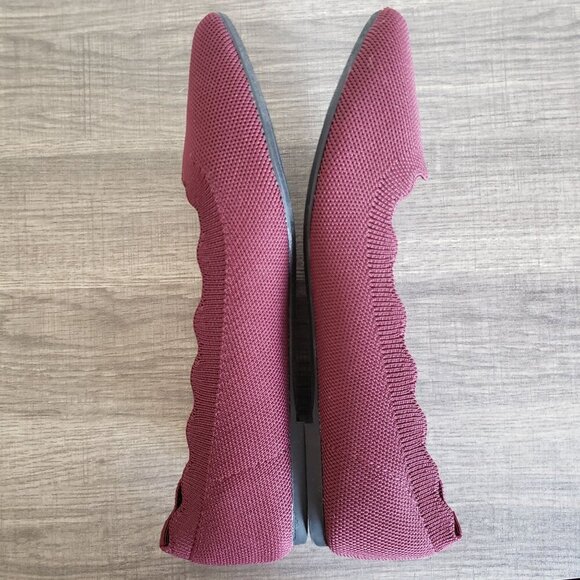 Seychelles Pointed Toe Slip-On Ballet Flat Scalloped Maroon Berry Sz Women's 9.5 - Picture 6 of 10